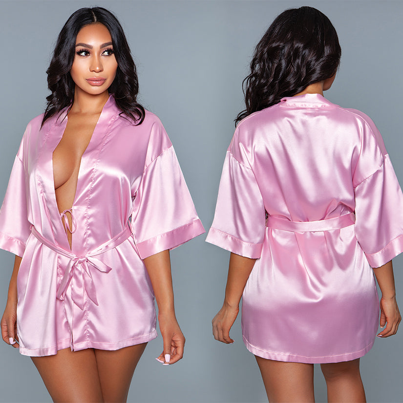 BeWicked Satin Robe-Pink
